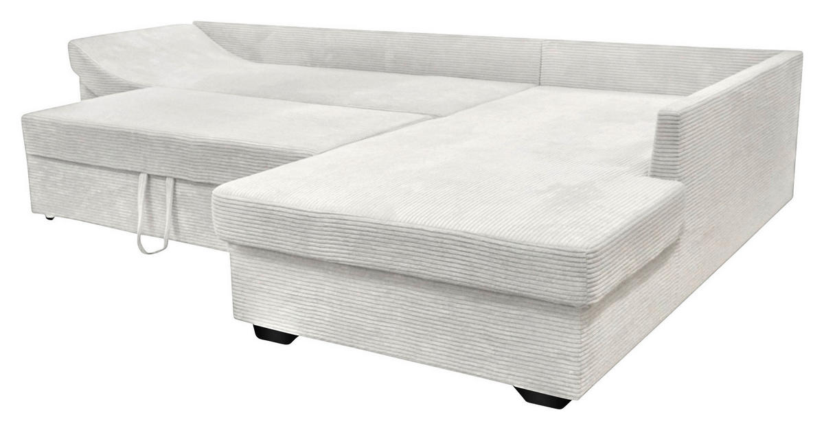 ECKSOFA Naturfarben Cord Zierkissen, Rückenkissen, Schlaffunktion, Rücken echt, Liegefläche im Originalstoff  - Schwarz/Naturfarben, KONVENTIONELL, Holz/Textil (298/202cm) - Carryhome