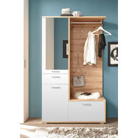 GARDEROBE 3-teilig  in 117/198/98 cm  - Eichefarben/Weiß, Design, Glas/Holzwerkstoff (117/198/98cm) - MID.YOU