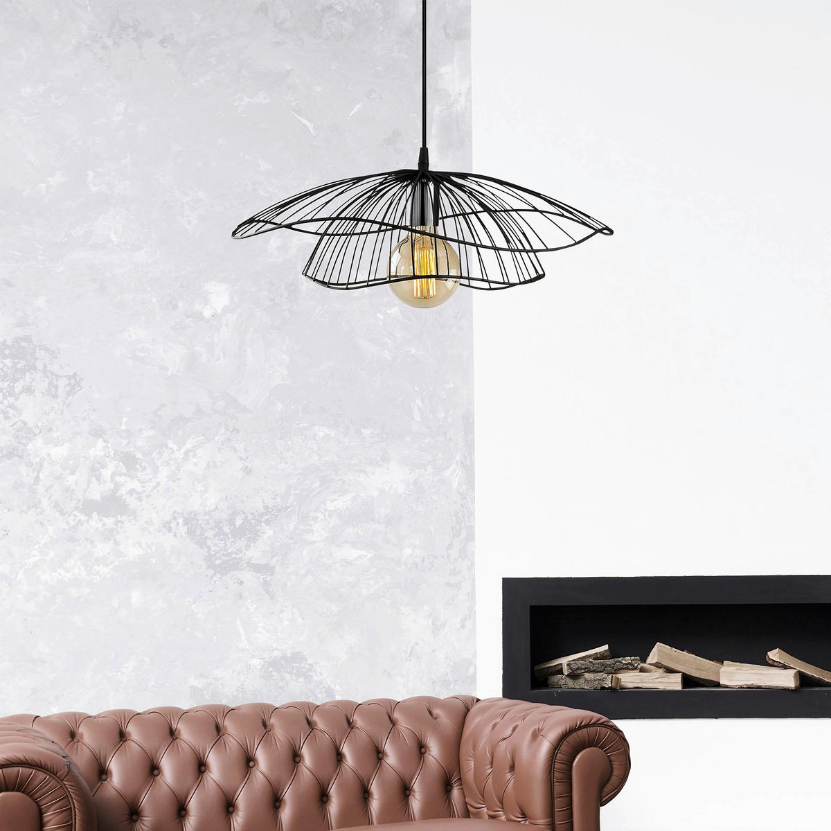 HÄNGELEUCHTE 50/111 cm   - Schwarz, Design, Metall (50/111cm) - P & B