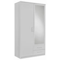 GARDEROB MED GÅNGJÄRN 90/199,5/58 cm 2-dörrar - vit/aluminiumfärg, Klassisk, trämaterial/glas (90/199,5/58cm) - MID.YOU