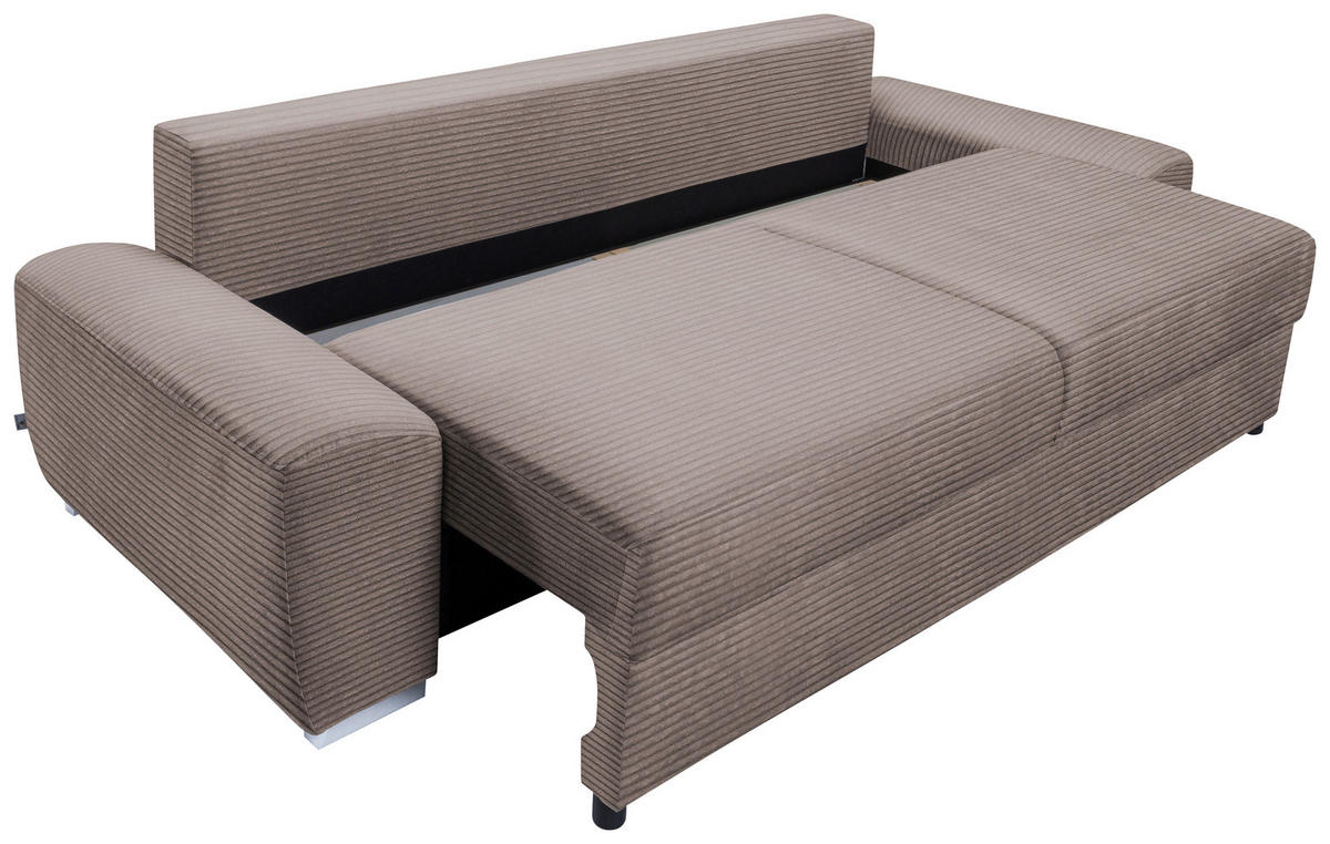SCHLAFSOFA in Cord Cappuccino  - Chromfarben/Cappuccino, Design, Kunststoff/Textil (258/100/148cm) - Stylife