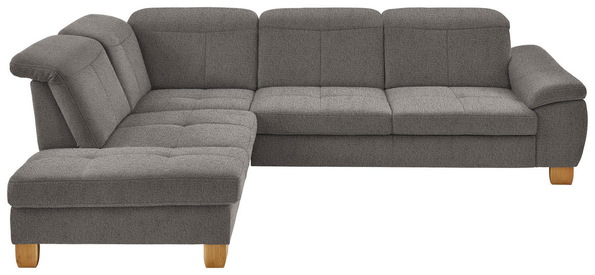 ECKSOFA in Flachgewebe Braun  - Wildeiche/Braun, Natur, Holz/Textil (243/301cm) - Voleo