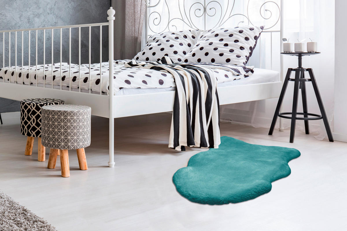 HOCHFLORTEPPICH 60/90 cm Rabbit Sheepskin 225 Türkis Türkis  - Türkis, KONVENTIONELL, Textil (60/90cm)