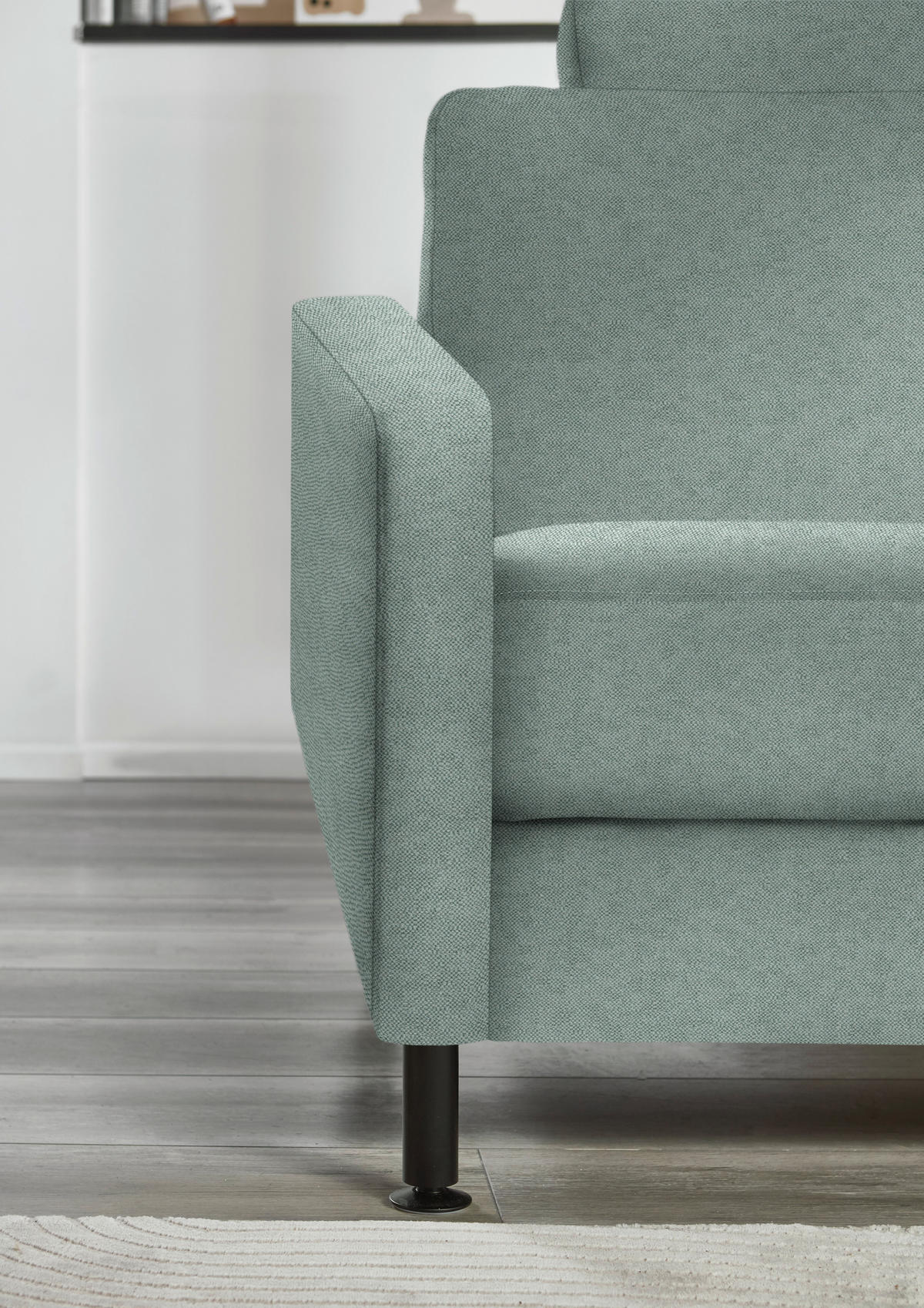 ECKSOFA Chenille, Flachgewebe Mintgrün  - Schwarz/Mintgrün, Design, Textil/Metall (316/175cm) - Dieter Knoll