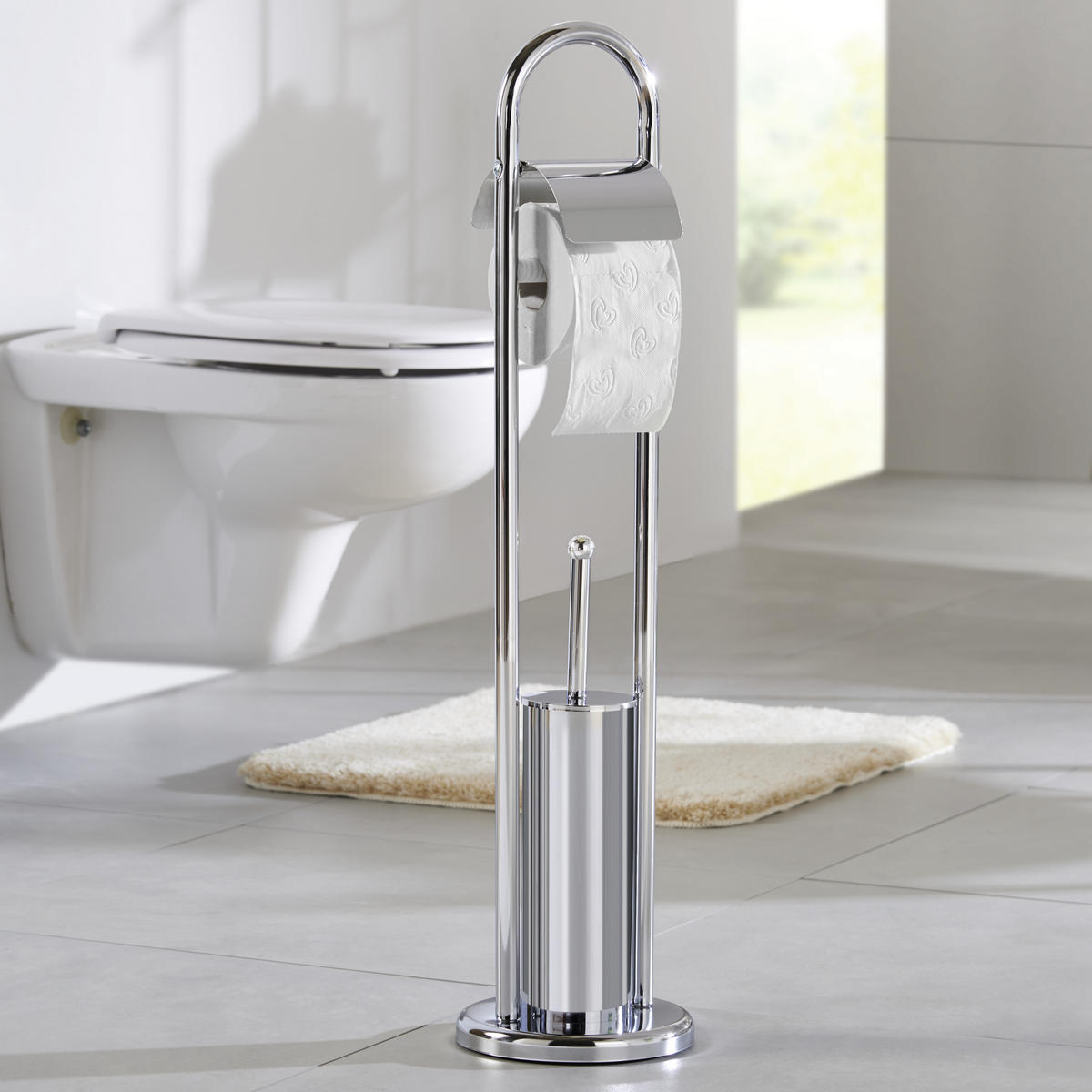 WC GARNITURA SA ČETKOM  boja hroma  metal  - boja hroma, Osnovno, metal - Xora