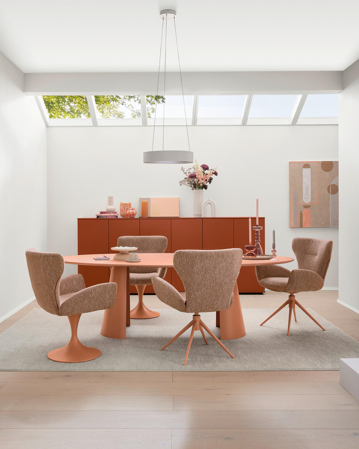 ESSTISCH 200/110/76 cm Nachbildung  Holzwerkstoff in verschiedenen Größen erhältlich, in verschiedenen Holzarten erhältlich, in verschiedenen Holzdekoren erhältlich, Variantenauswahl oval Pink  - Pink, Design, Holzwerkstoff (200/110/76cm) - Musterring
