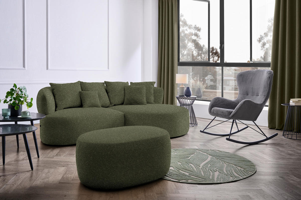 HOCKER in Textil Grün  - Schwarz/Grün, MODERN, Kunststoff/Textil (88/43/66cm) - Hom`in