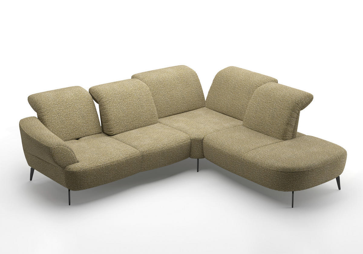 ECKSOFA DANCE E Olivgrün Chenille  - Schwarz/Olivgrün, MODERN, Textil/Metall (302/270cm) - Sit & More