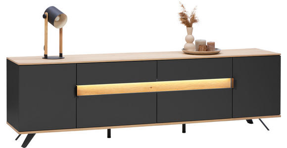 LOWBOARD  225,6/54,2/48 cm 2 Schublade(n) Typenauswahl, Beimöbel erhältlich, in verschiedenen Holzdekoren erhältlich  - Eichefarben/Anthrazit, Design, Holz/Holzwerkstoff (225,6/54,2/48cm) - Dieter Knoll