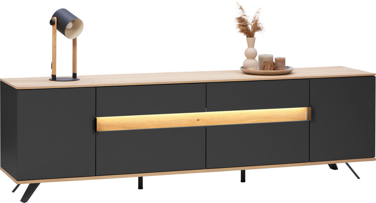 LOWBOARD  in 225,6/54,2/48 cm  - Eichefarben/Anthrazit, Design, Holz/Holzwerkstoff (225,6/54,2/48cm) - Dieter Knoll