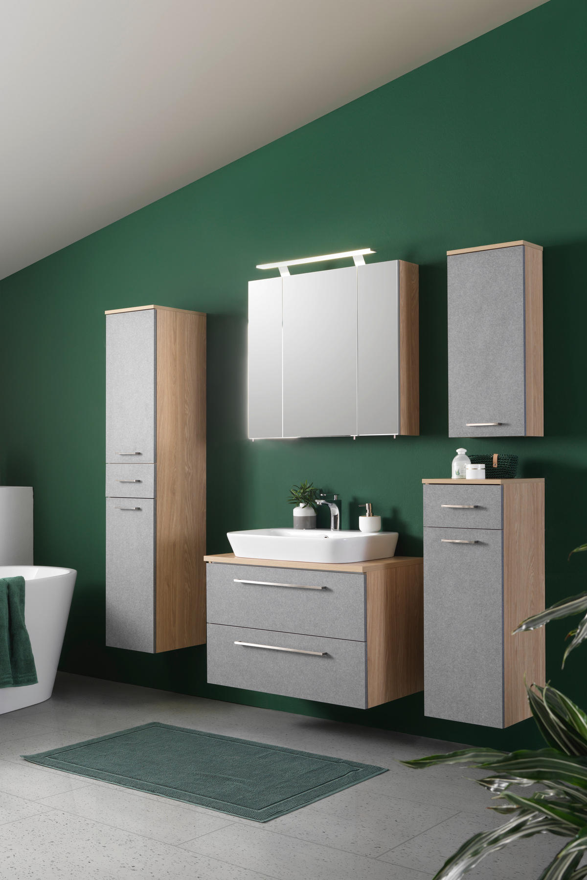 HÄNGESCHRANK 32,7/72,3/16,25 cm  - Eichefarben/Grau, Basics, Holzwerkstoff/Metall (32,7/72,3/16,25cm) - Stylife