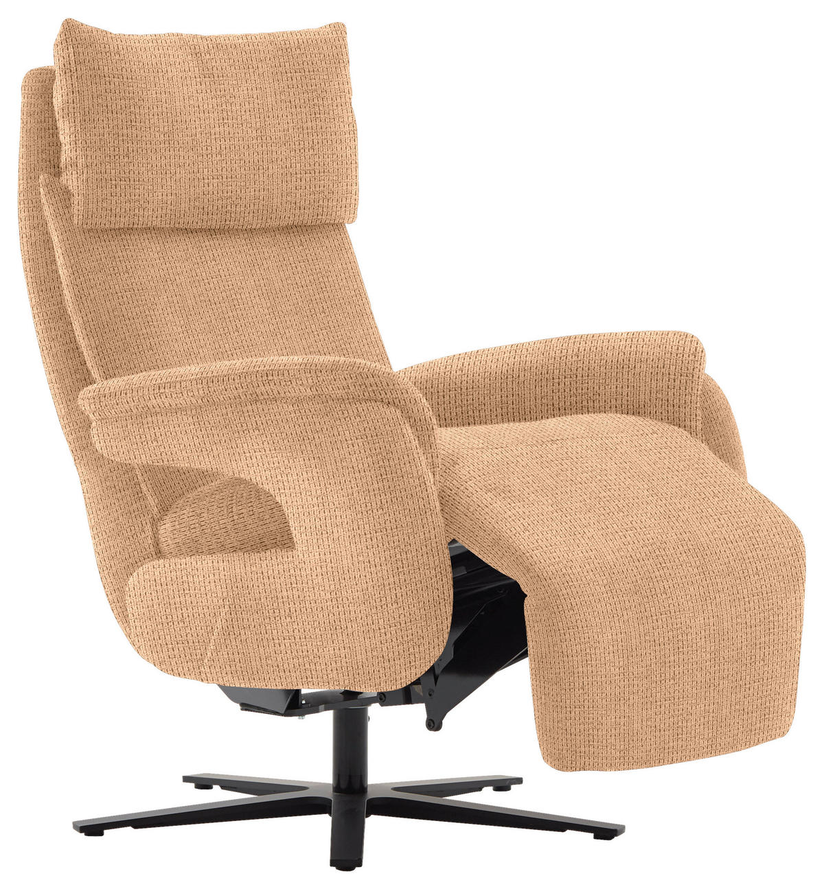 FERNSEHSESSEL in Struktur Cognac  - Cognac/Schwarz, Modern, Textil/Metall (73/113-117/85cm) - Cantus