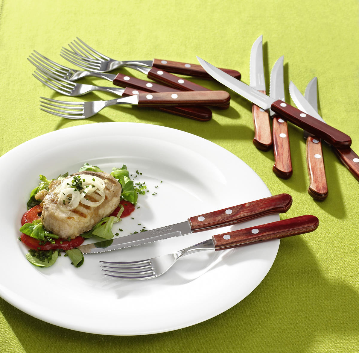 PRIBOR ZA ZREZKE     12-delni  - rjava, Natur, kovina/les - Homeware