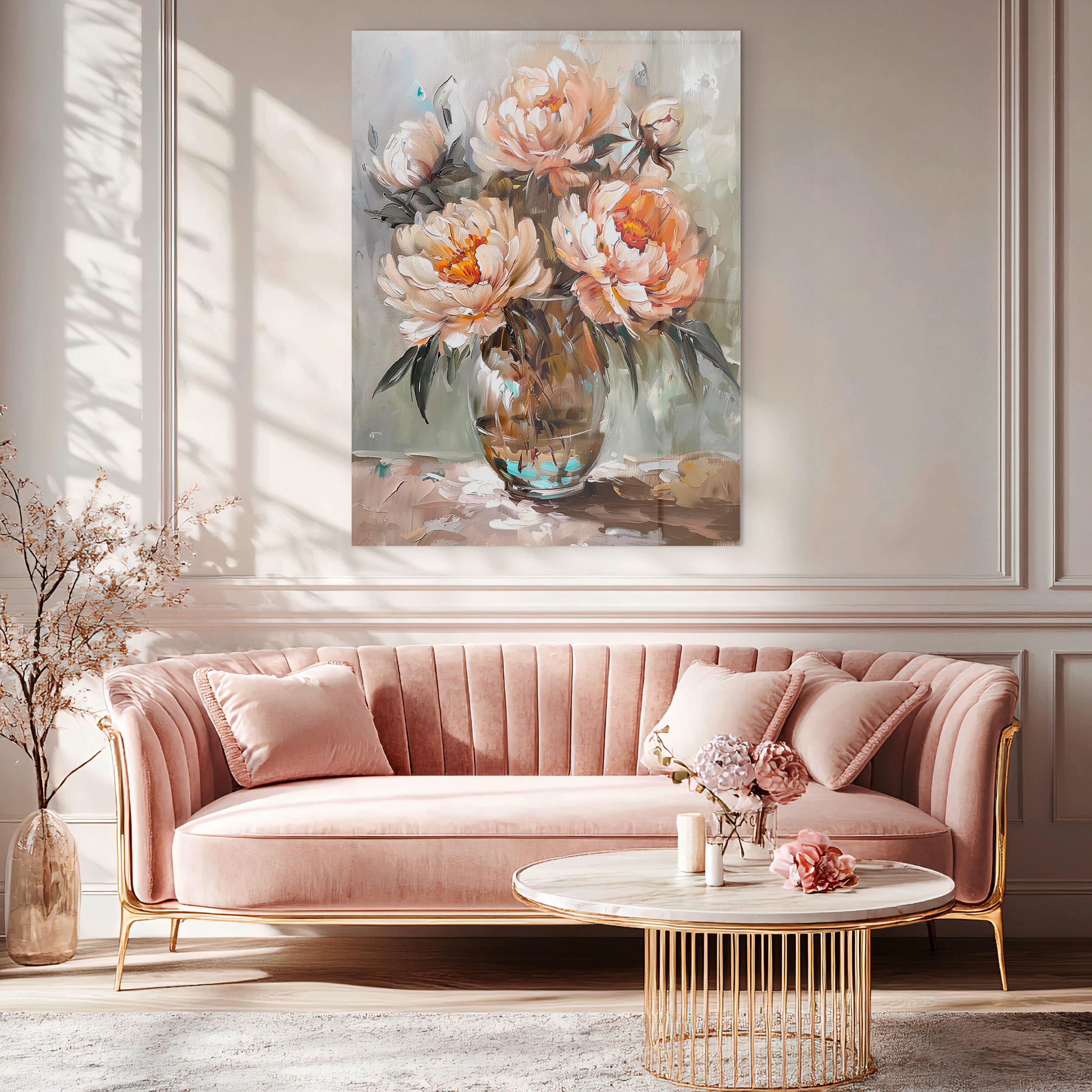 GLASBILD 80/120 cm  - Pink/Multicolor, Basics, Glas/Papier (80/120cm) - Monee