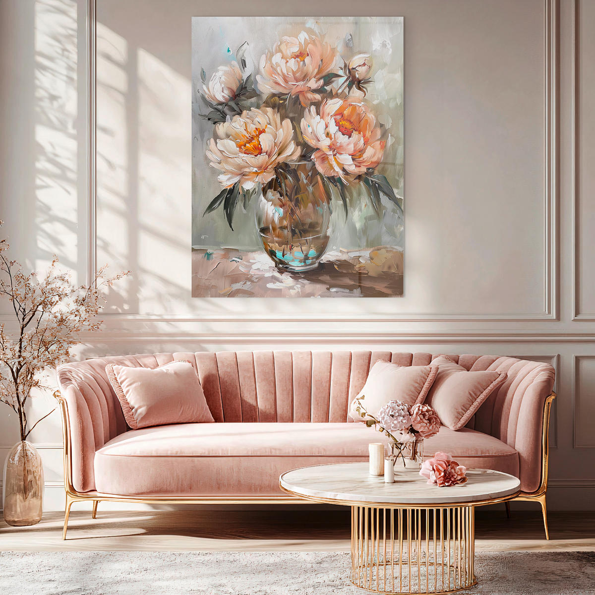 SKLENENÝ OBRAZ, kvety, 80/120 cm  - viacfarebná/pink, Basics, plast/papier (80/120cm) - Monee