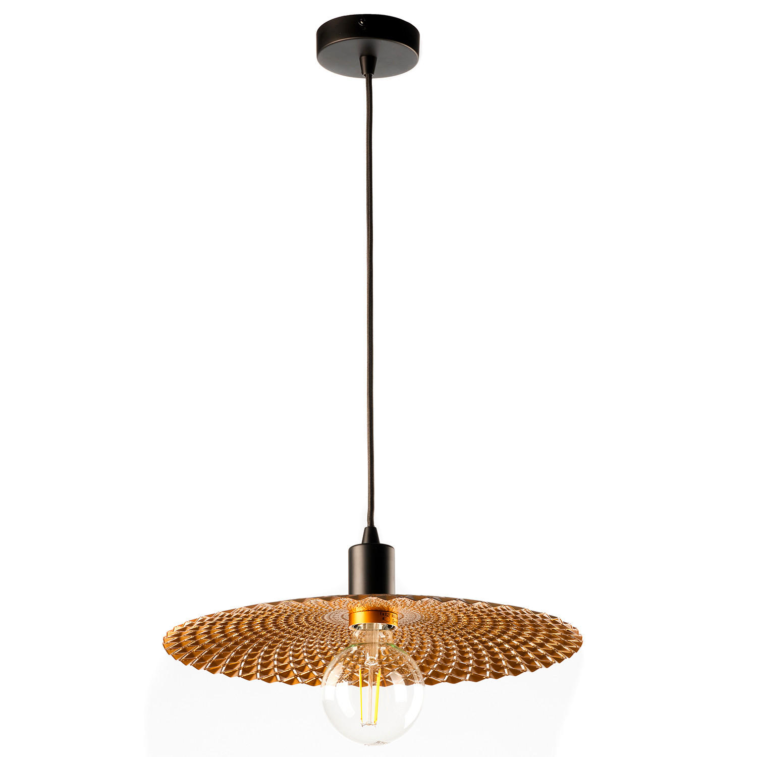 HÄNGELEUCHTE 38/100 cm  - Goldfarben/Schwarz, Natur, Metall (38/100cm)