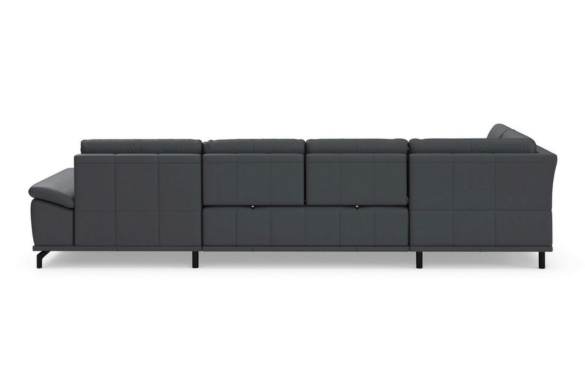WOHNLANDSCHAFT COSTELLO E Schwarz Echtleder  - Schwarz, Basics, Leder/Metall (223/363/176cm) - Sit & More