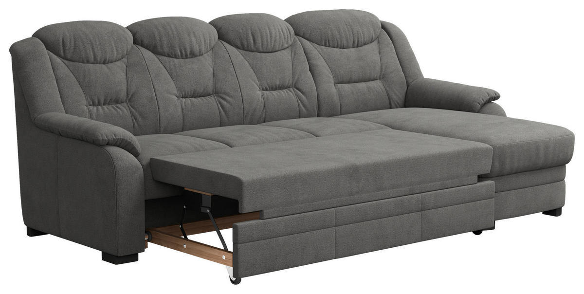 ECKSOFA Anthrazit Chenille  inkl. Rücken echt  - Anthrazit/Schwarz, Basics, Kunststoff/Textil (257/162cm) - MID.YOU