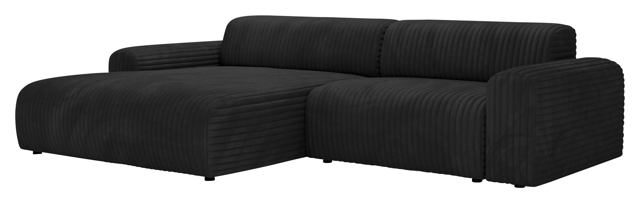 ECKSOFA in Cord Schwarz  - Schwarz, Design, Kunststoff/Textil (178/292cm) - Livetastic