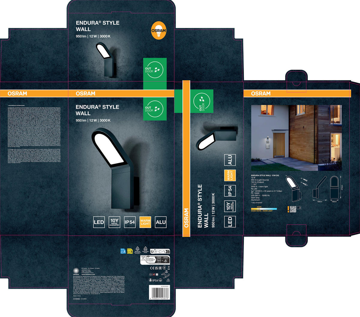 LED-AUßENLEUCHTE 16,8/10/27,3 cm   - Dunkelgrau, Basics, Glas/Metall (16,8/10/27,3cm) - Osram