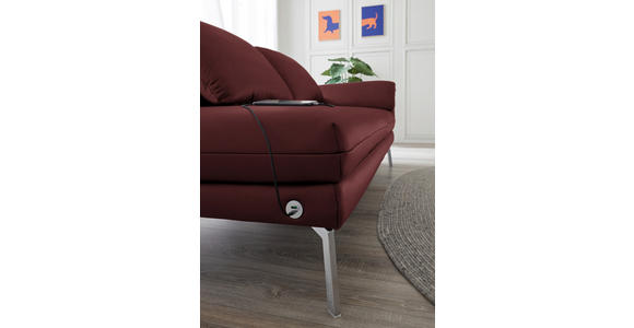 RÉCAMIERE in Echtleder Rot  - Chromfarben/Rot, Design, Leder/Metall (209/85-109/95-16cm) - Dieter Knoll