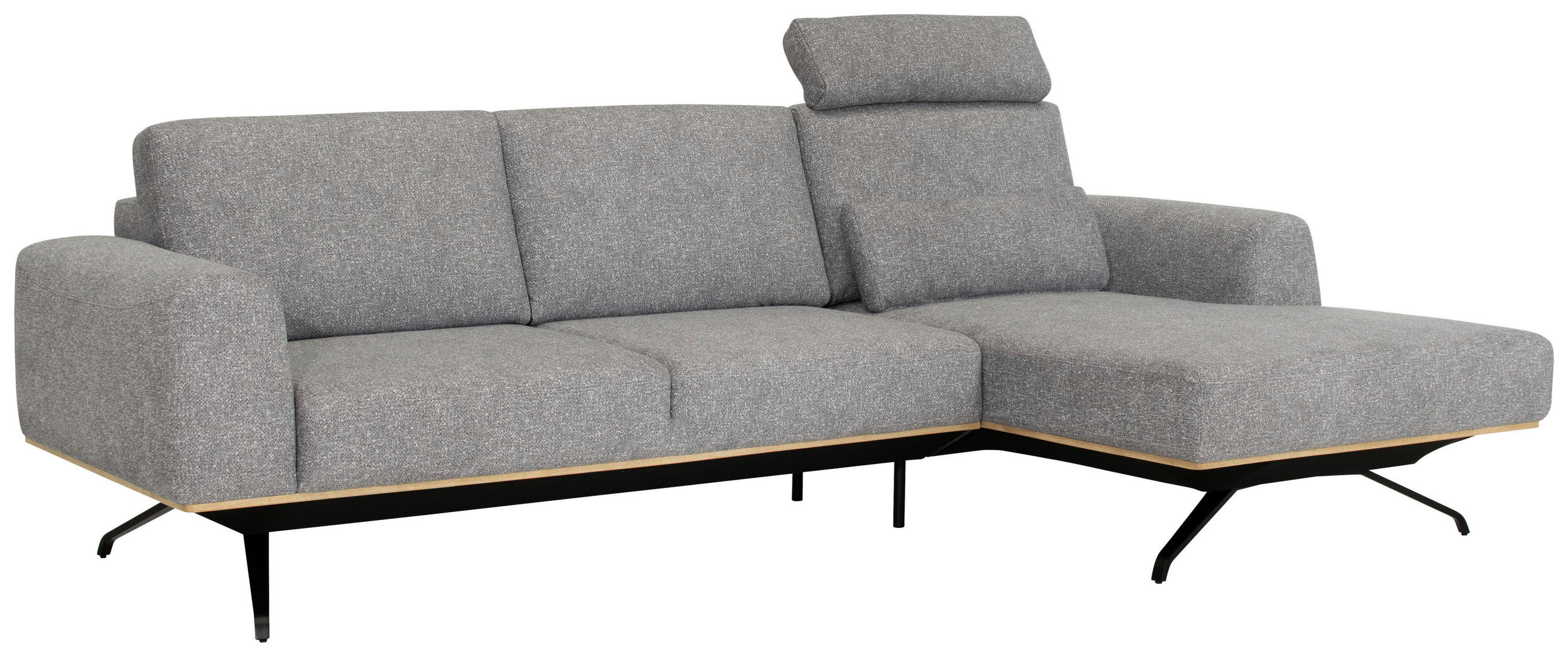 ECKSOFA Grau Struktur  - Schwarz/Grau, Design, Textil/Metall (262/157cm) - Novel