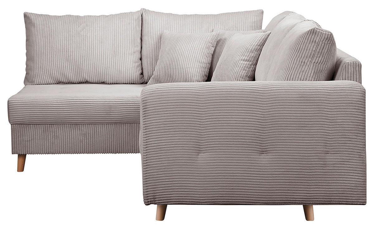 ECKSOFA Ariella Grau Cord  - Naturfarben/Grau, Design, Holz/Textil (161/231cm) - Livetastic