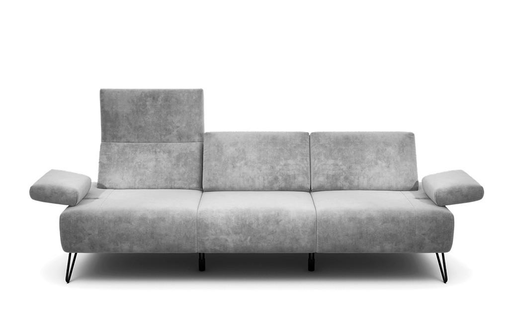 3-SITZER-SOFA Samt Hellgrau  - Hellgrau/Schwarz, Design, Textil/Metall (234-264/85/86-94cm) - SENSOO