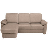 ECKSOFA in Flachgewebe Sandfarben  - Sandfarben/Chromfarben, Konventionell, Textil/Metall (163/220cm) - Beldomo System