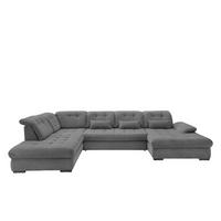 WOHNLANDSCHAFT Cord Grau  - Schwarz/Grau, Modern, Textil/Metall (252/387/184cm) - Livetastic