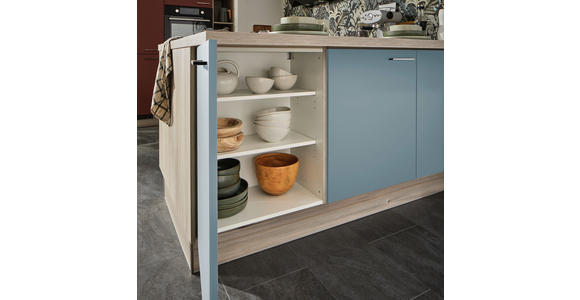 ECKKÜCHE  in Pastellblau, Hellbraun  - Hellbraun/Pastellblau, Design, Holzwerkstoff/Metall (150/280/192cm) - Xora