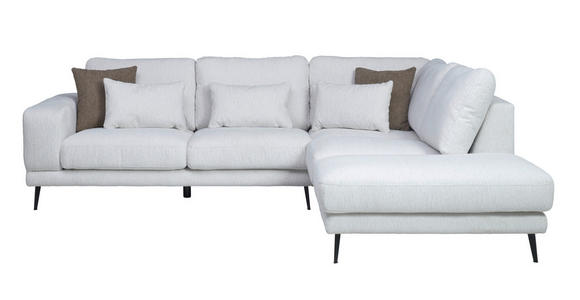 ECKSOFA Beige Struktur  - Beige/Schwarz, KONVENTIONELL, Textil/Metall (280/237cm) - Cantus