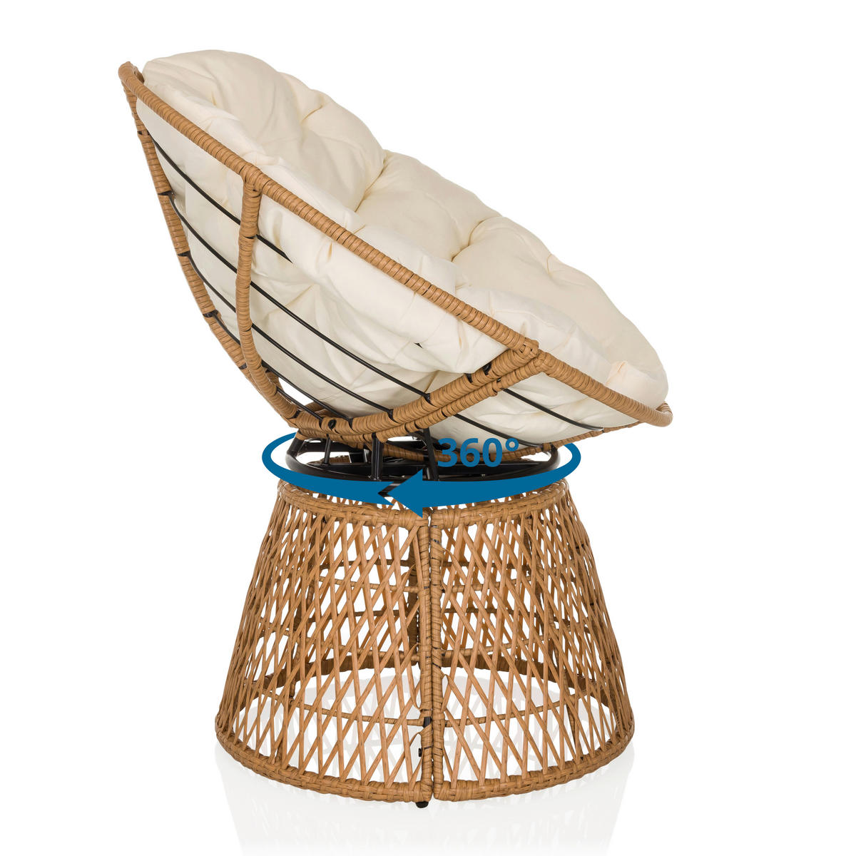 GARTENSESSEL Rattan Eisen Beige  - Beige, MODERN, Holz/Metall (78/92/73cm) - MID.YOU