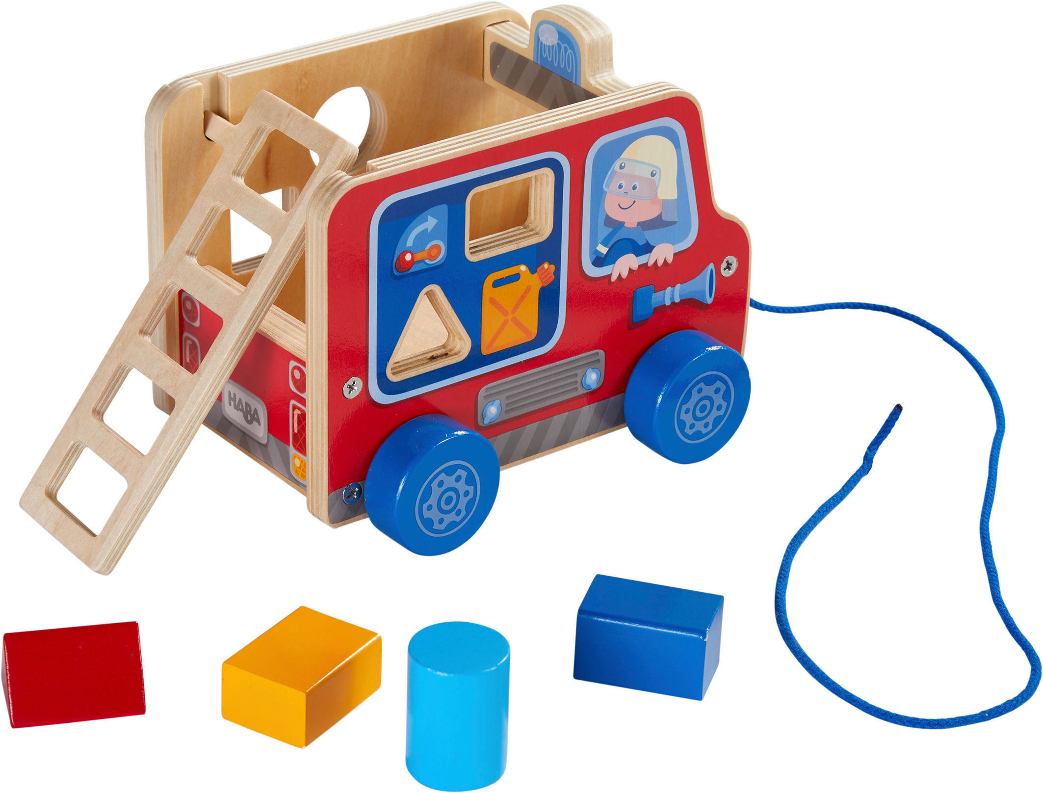 Thumbnail - Haba Ziehfigur Feuerwehrauto, Mehrfarbig, Holz, Textil, Buche, Linde, Sperrholz, 17.5x15x14.5 cm, Spielzeug, Babyspielze...