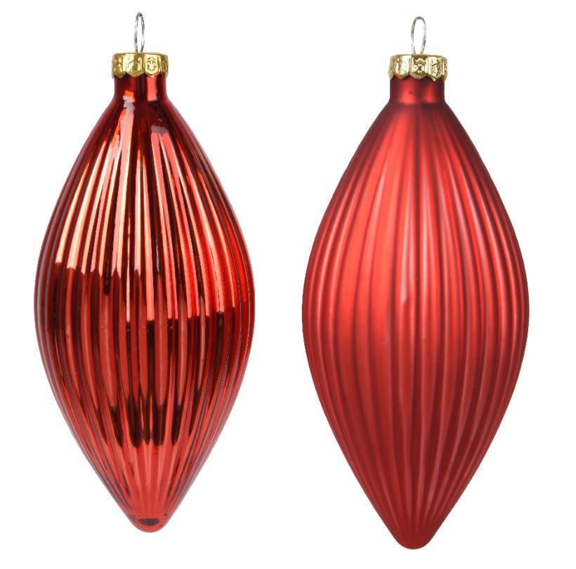 ORNAMENTE BRAD DE CRĂCIUN - roșu, Basics, sticlă (6,00/6,00/13,00cm) - X-Mas