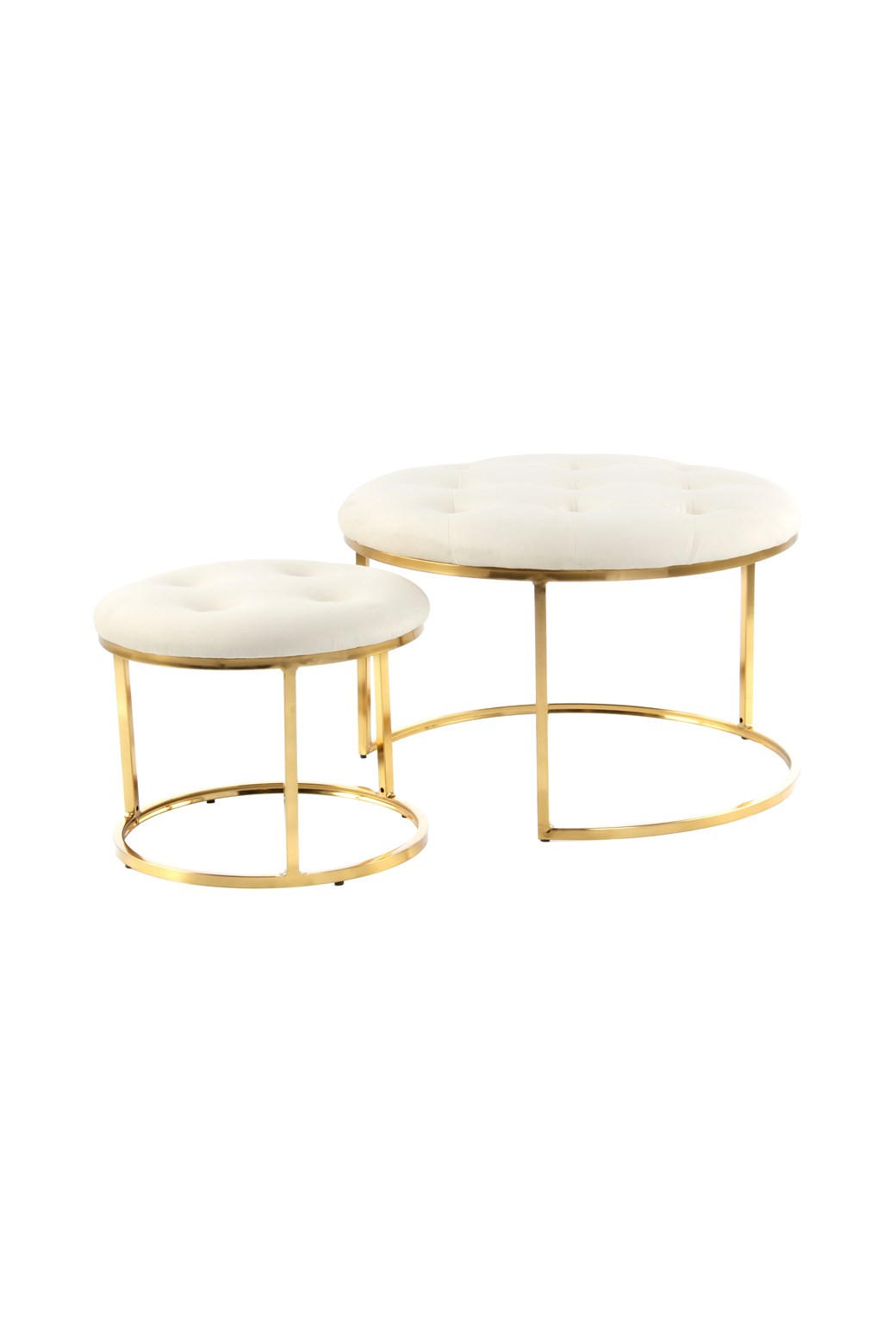 HOCKERSET Creme, Goldfarben  - Goldfarben/Creme, Design, Textil/Metall (40 / 60/32 / 41/40 / 60cm) - Kayoom