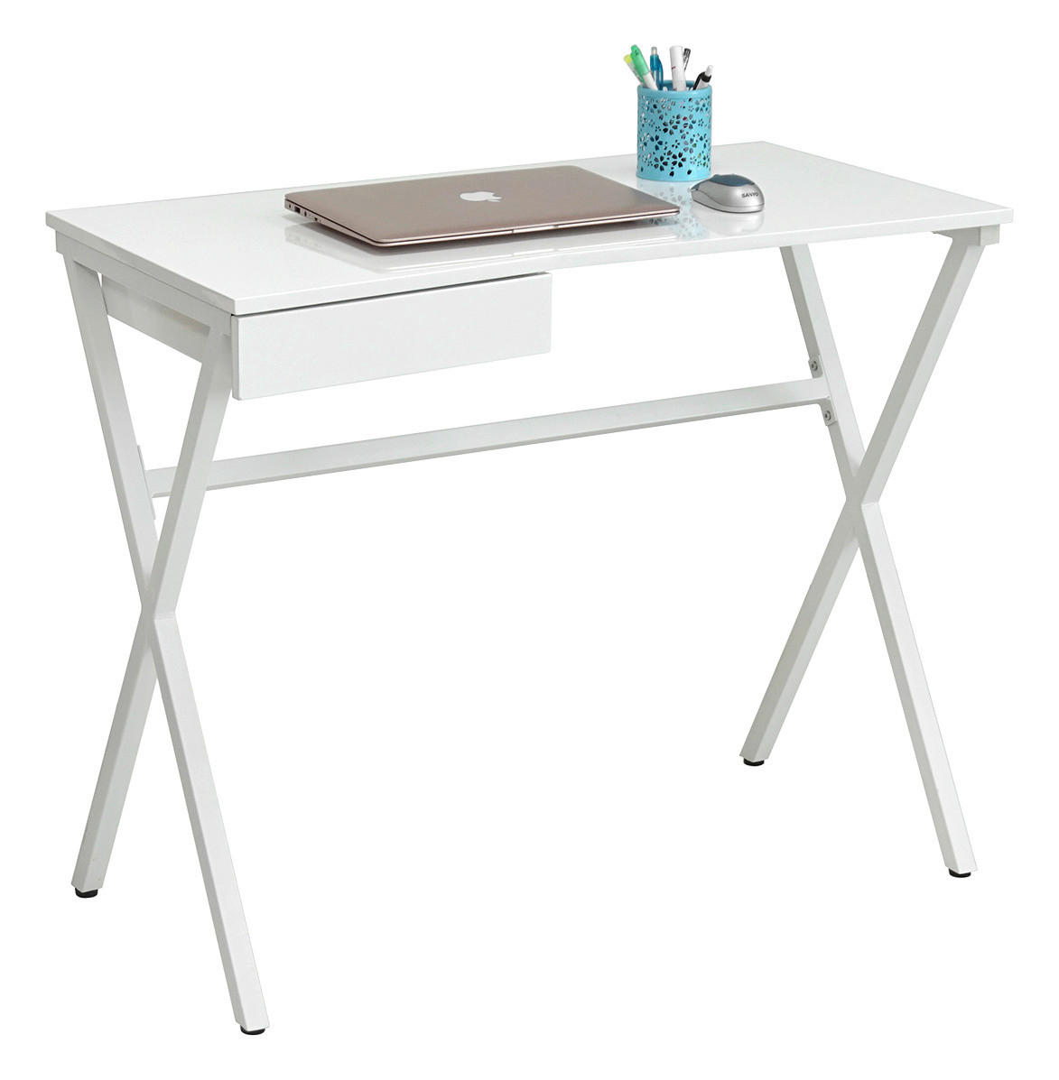Hom`in Schreibtisch Weiß Hochglanz 48x76x90 cm