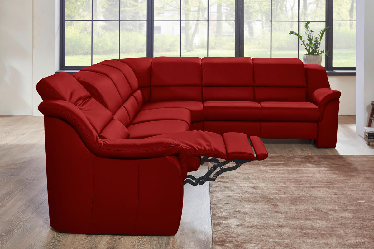 ECKSOFA  in Echtleder Rot  324/260 cm  - Chromfarben/Rot, KONVENTIONELL, Leder/Kunststoff (324/260cm) - Cantus