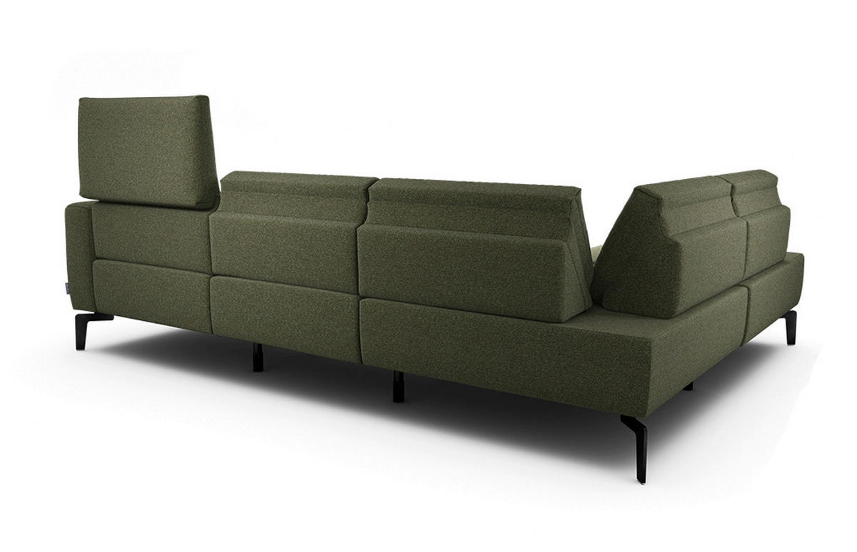 ECKSOFA Cosy Waldgrün Chenille  - Waldgrün/Schwarz, Design, Textil/Metall (193/256cm) - SENSOO