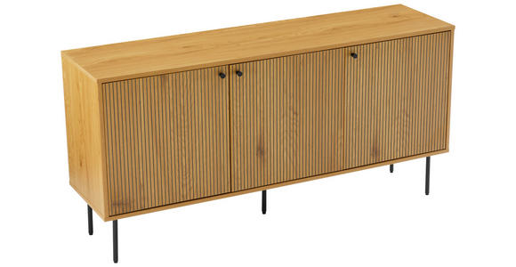 SIDEBOARD Schwarz, Eichefarben Einlegeboden  - Eichefarben/Schwarz, Design, Holzwerkstoff/Metall (150/75/40cm) - Carryhome