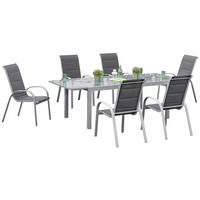 GARTENSET Aluminium  - Silberfarben/Braun, KONVENTIONELL, Glas/Textil - Gardenson