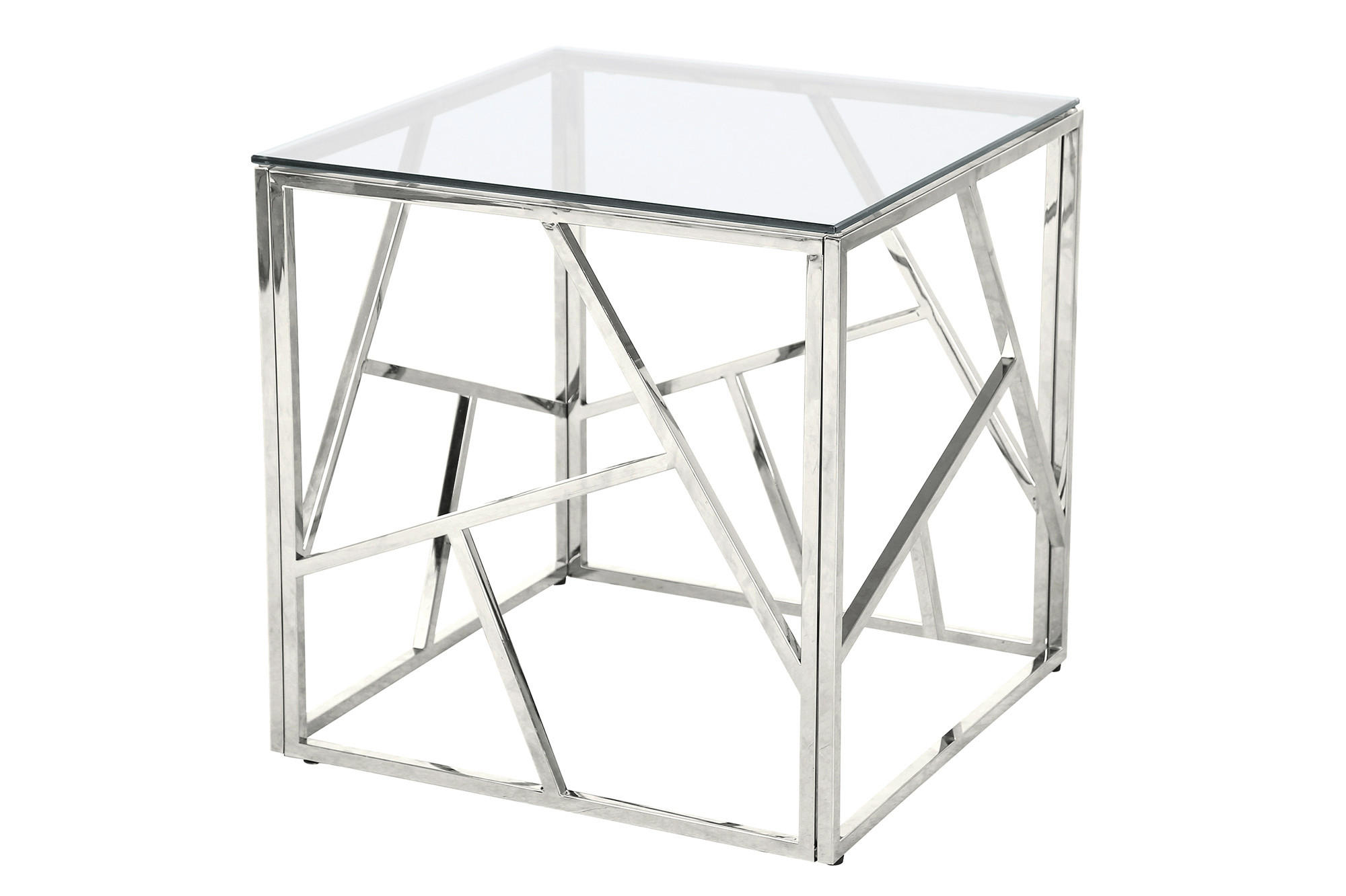 BEISTELLTISCH Klar, Silberfarben quadratisch  - Klar/Silberfarben, Design, Glas/Metall (55/55/55cm) - Livetastic
