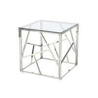BEISTELLTISCH Klar, Silberfarben quadratisch  - Klar/Silberfarben, Design, Glas/Metall (55/55/55cm) - Livetastic