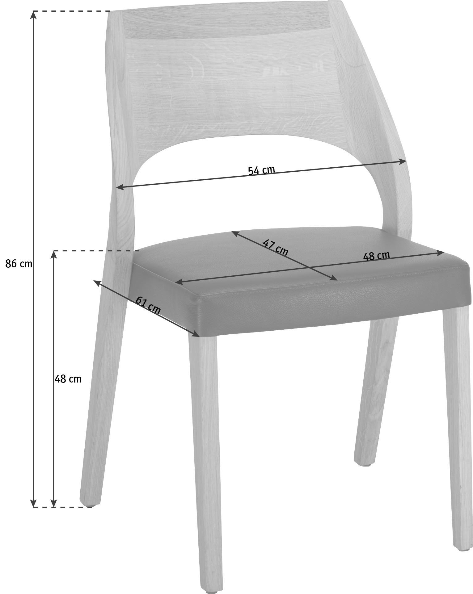 STUHL Echtleder Eichefarben, Dunkelbraun Wildeiche massiv  - Eichefarben/Dunkelbraun, Natur, Leder/Holz (54/86/61cm) - Voglauer
