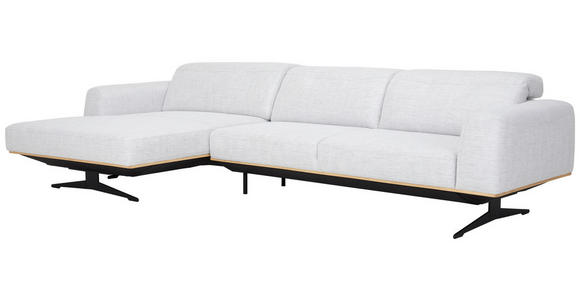 ECKSOFA Hellgrau Struktur  - Eichefarben/Hellgrau, Design, Holz/Textil (163/305cm) - Novel