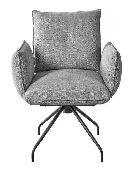 ARMLEHNSTUHL  in Stahl Struktur  - Hellgrau/Schwarz, Design, Textil/Metall (65/90/70cm) - Dieter Knoll