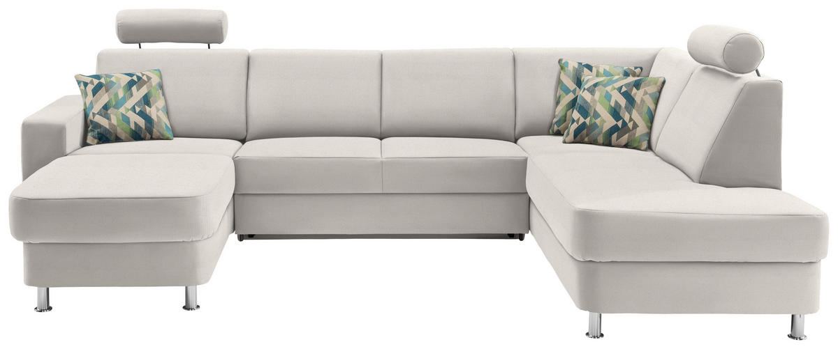 SEDEŽNA GARNITURA, šenilja krem barve, bela  - barve kroma/krem barve, Design, umetna masa/tekstil (165/301/198cm) - Xora