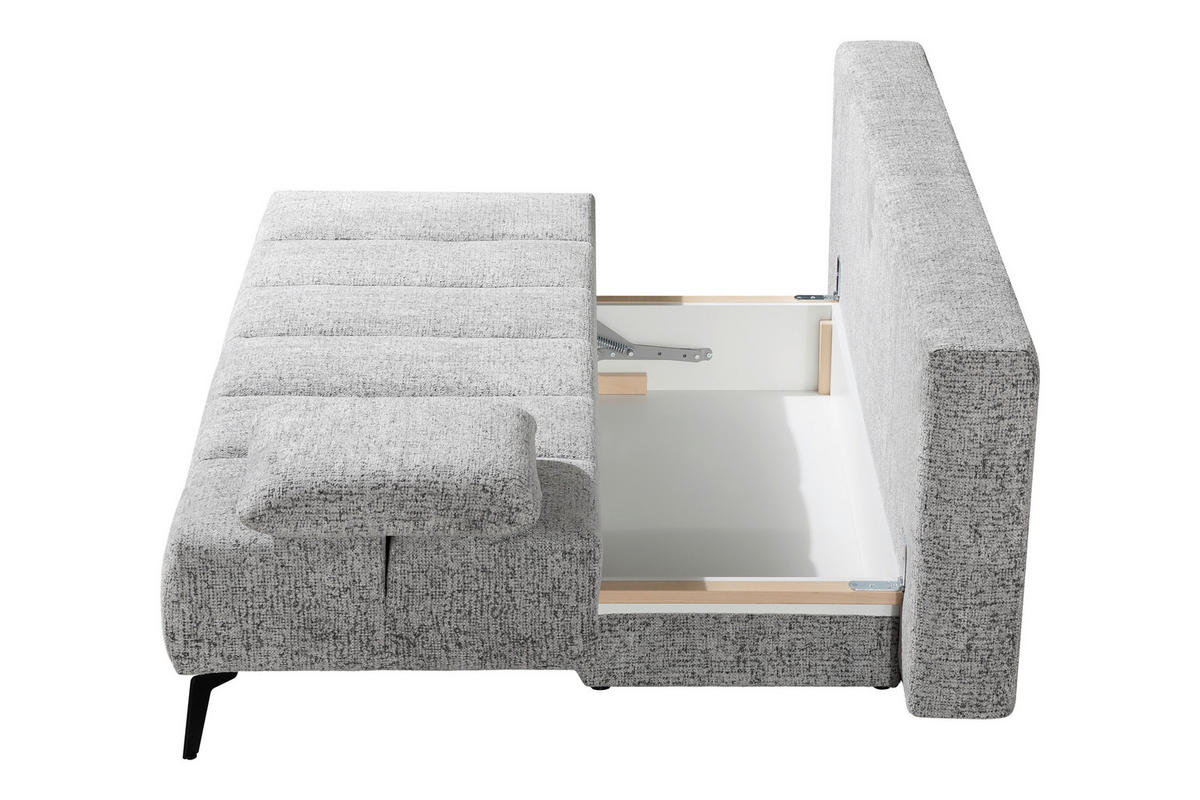 KANAPÉÁGY textil szürke  - fekete/szürke, Design, textil/fém (209-235/90/100cm) - Novel