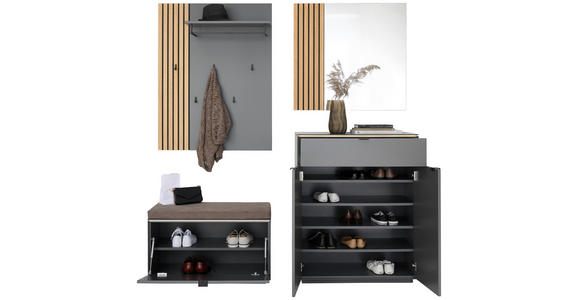 GARDEROBE 4-teilig  in 171/200/40 cm  - Eichefarben/Anthrazit, Design, Glas/Holz (171/200/40cm) - Dieter Knoll