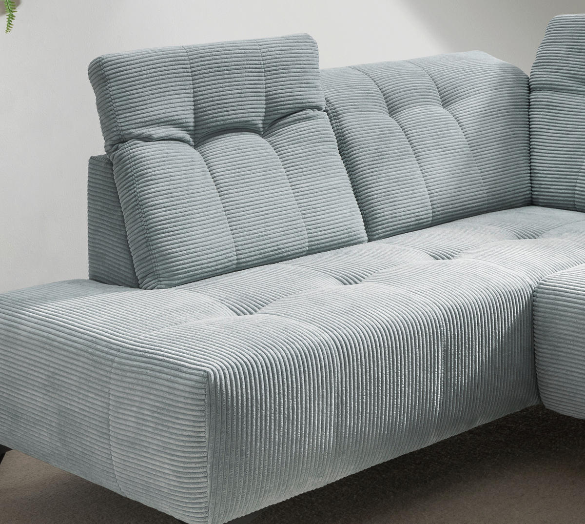 ECKSOFA in Cord Hellblau  - Schwarz/Hellblau, Modern, Textil/Metall (200/272cm) - Livetastic